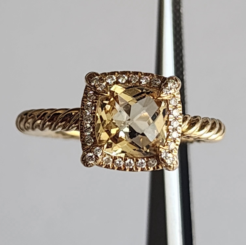 David Yurman 18kt Yellow Gold Petite Chatelaine Ring . New size 7.5